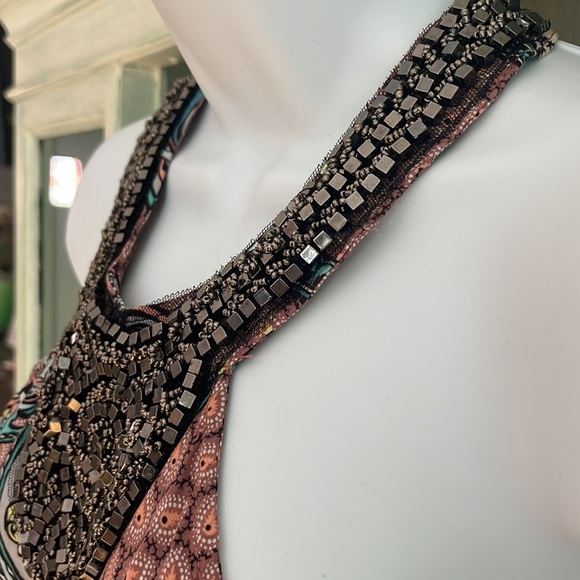 💗Matilda Paisley Print Romper Beaded Neckline - Picture 11 of 16